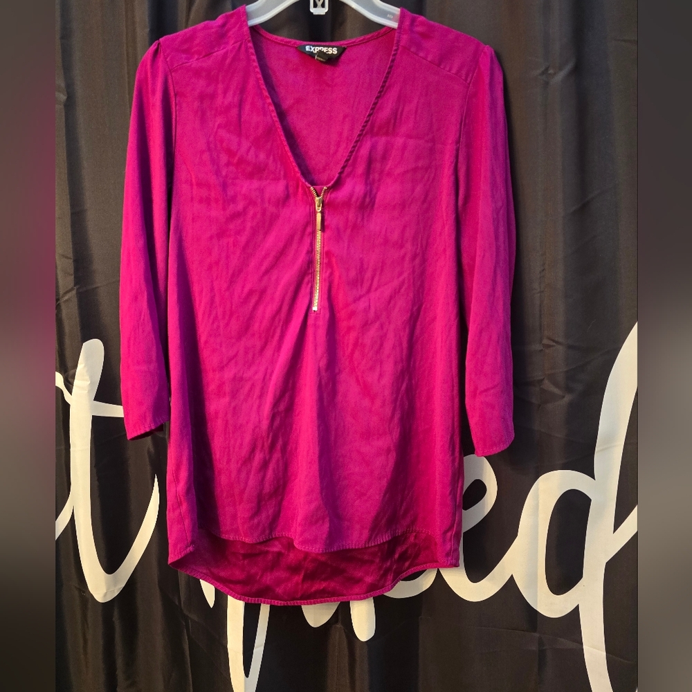 Express Pink/ourple 3/4 Sleeve Relaxed Tunic
